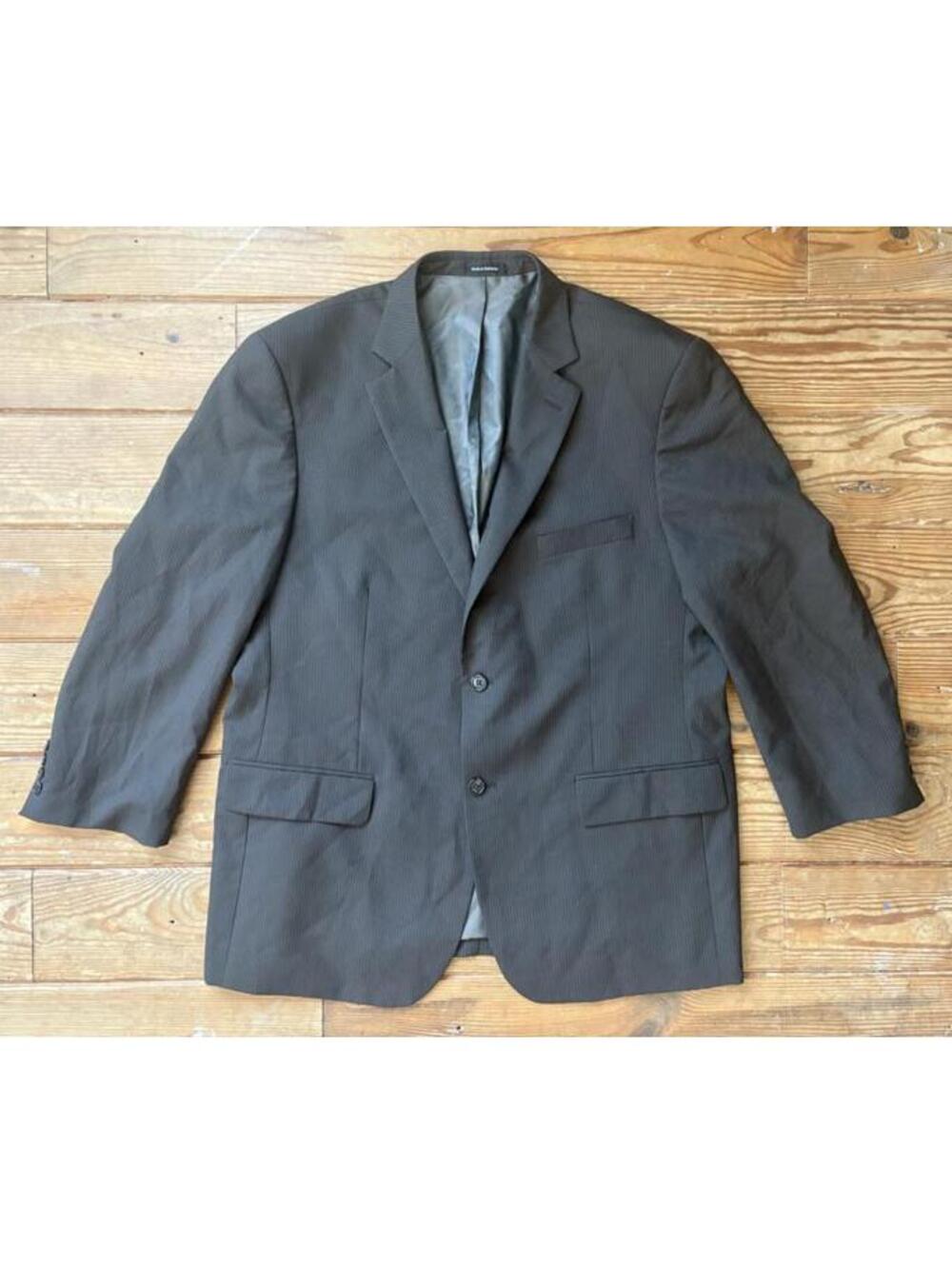 Pronto Uomo Gray Pinstripe Wool Suit Jacket 46R